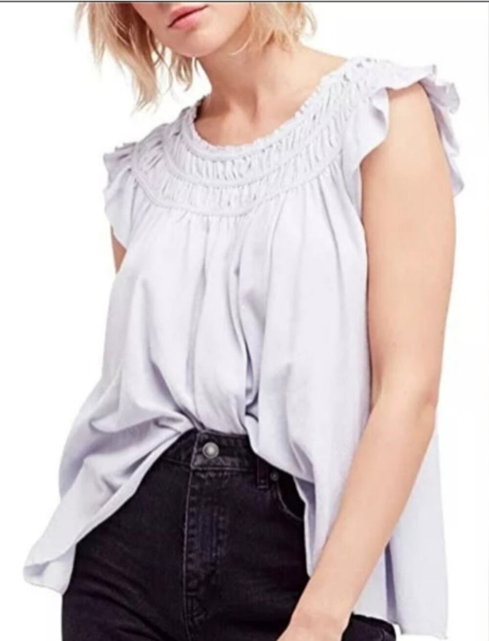 NEW! We The Free 'Coconut' Gathered Top in LILAC (L)